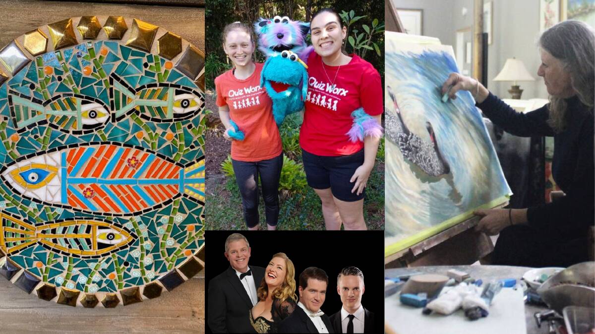 Arts, concerts and school holiday activities are on across the Eurobodalla this week. Pictures supplied. 