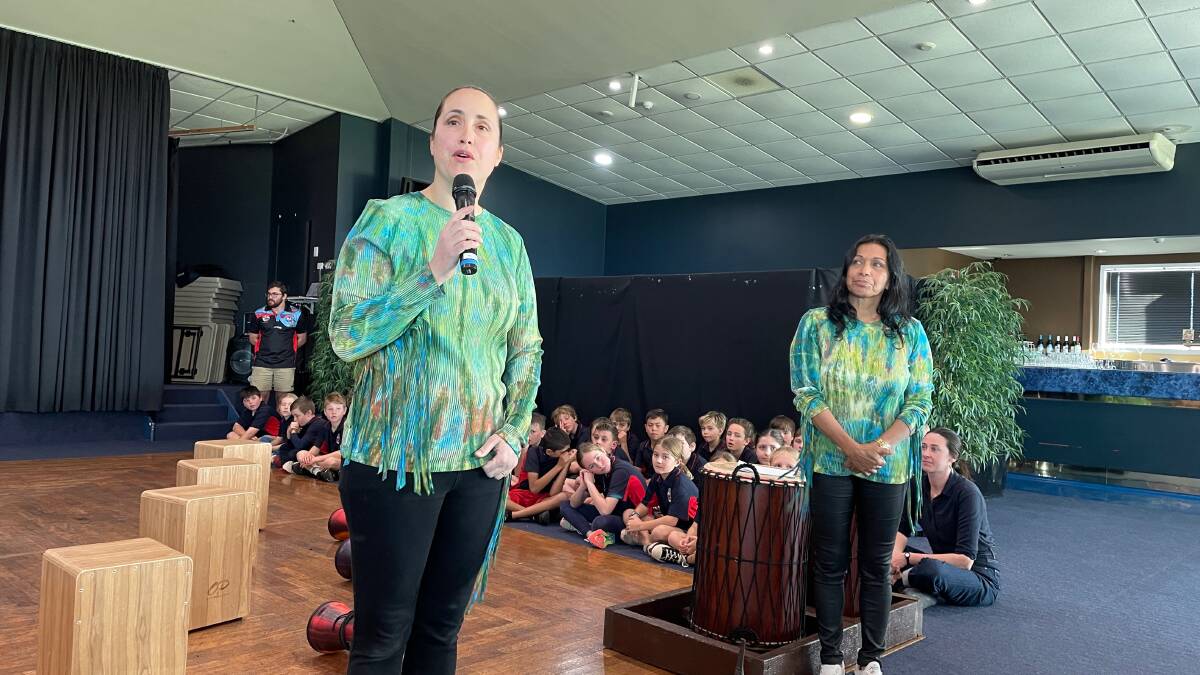 Narooma Public School music teacher Michelle Garcia and Aboriginal education advisor Lynne Thomas have been writing songs that tell stories as a way to embed what the school's pupils have learnt in the Aboriginal education curriculum. Picture by Marion Williams.