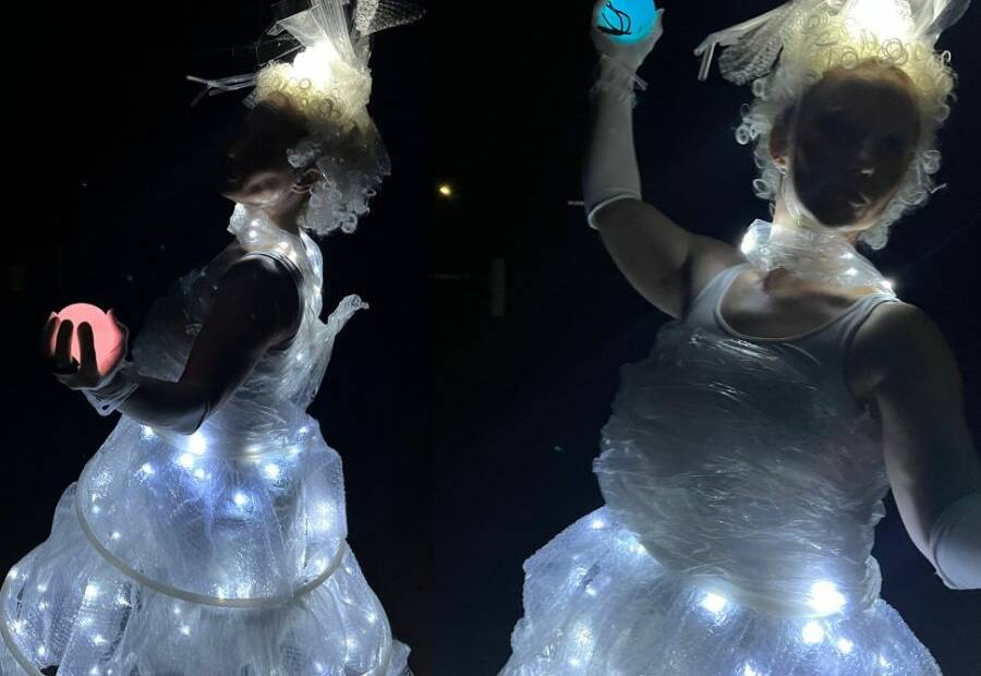Local theatre group Plastic Fantastic will be spreading light as they move around Moruya Showground on September 23 for the River of Art Festival's finale, Luminous: Celebrating Place. Picture supplied