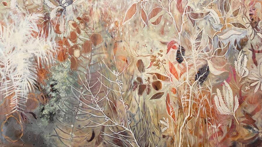 See this artwork, 'Bush Spirits' by Raewyn Lawrence and others in 'Embers, Epicorm II', an exhibition depicting regeneration after the bushfires. Exhibition opens at The Bas Centre in Moruya on May 5.
