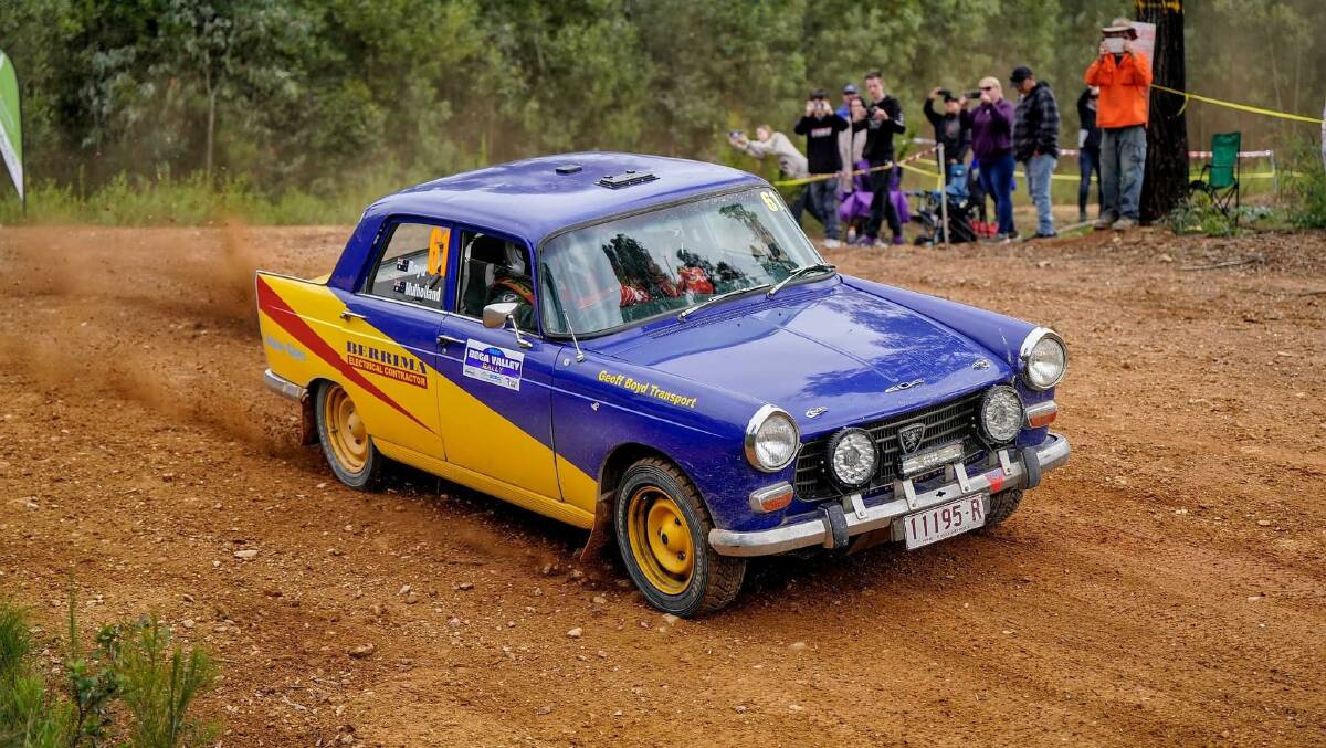 The Peugeot 404 during the Rally. Picture by Razorback Sports Photography