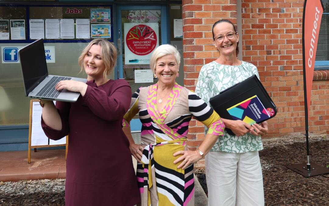 The Employment Revolution team Amy Kovacs, Rhonnie South and Karen McLellan will host a Community Services Jobs Drive at Moruya on Wednesday, March 27. Picture supplied