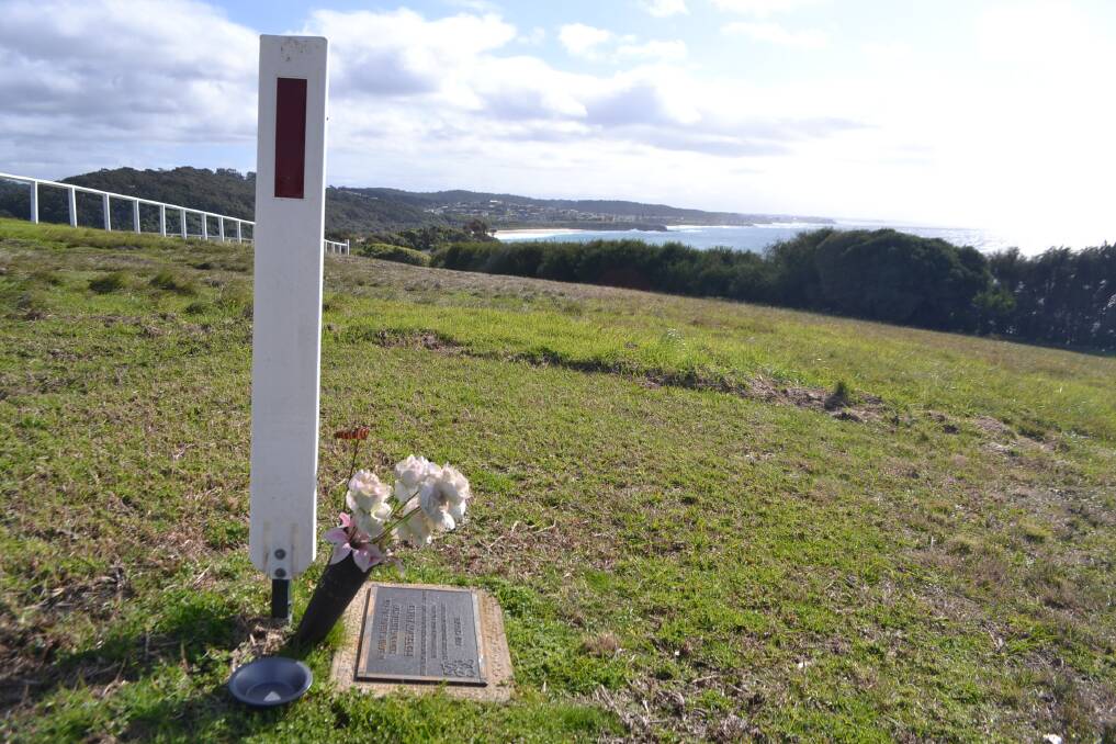 The memorial to Renee Aitkin in the form of a plaque on the Narooma headland. 