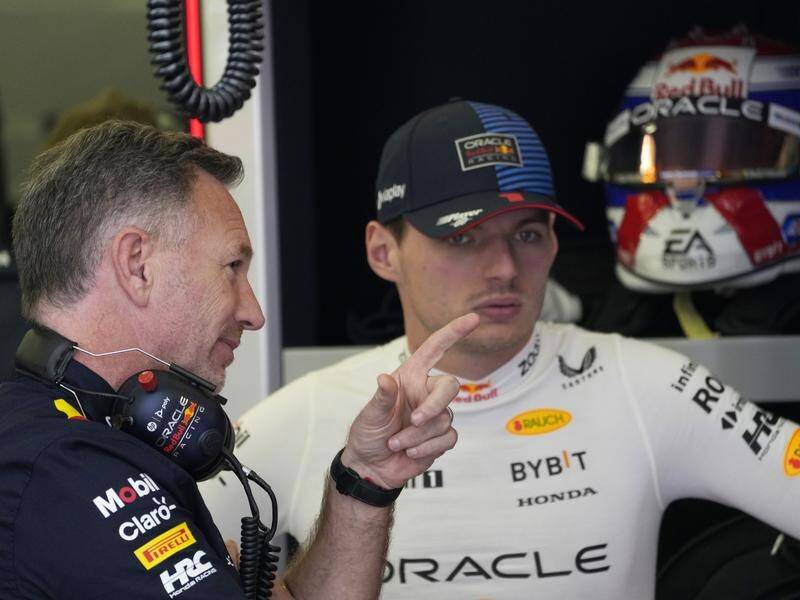 Max Verstappen (R) has called Red Bull's principal Christian Horner an 'incredible team boss'. (AP PHOTO)
