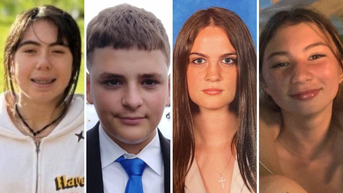 Lorayer Kumar, 14, Joel Payne, 16, Sharnie Mitchell, 15, and Kaydee Pocklington, 14, are reported missing from Ulladulla. Pictures by NSW Police 